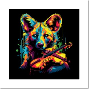 African Wild Dog Playing Violin Posters and Art
